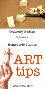 Art tip:  Upcycle cosmetic wedges as inexpensive stamps