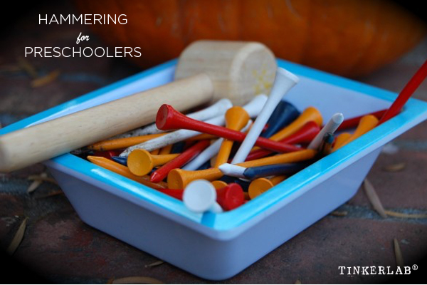 Hammering for Preschoolers - an easy introduction to making and tinkering for young children