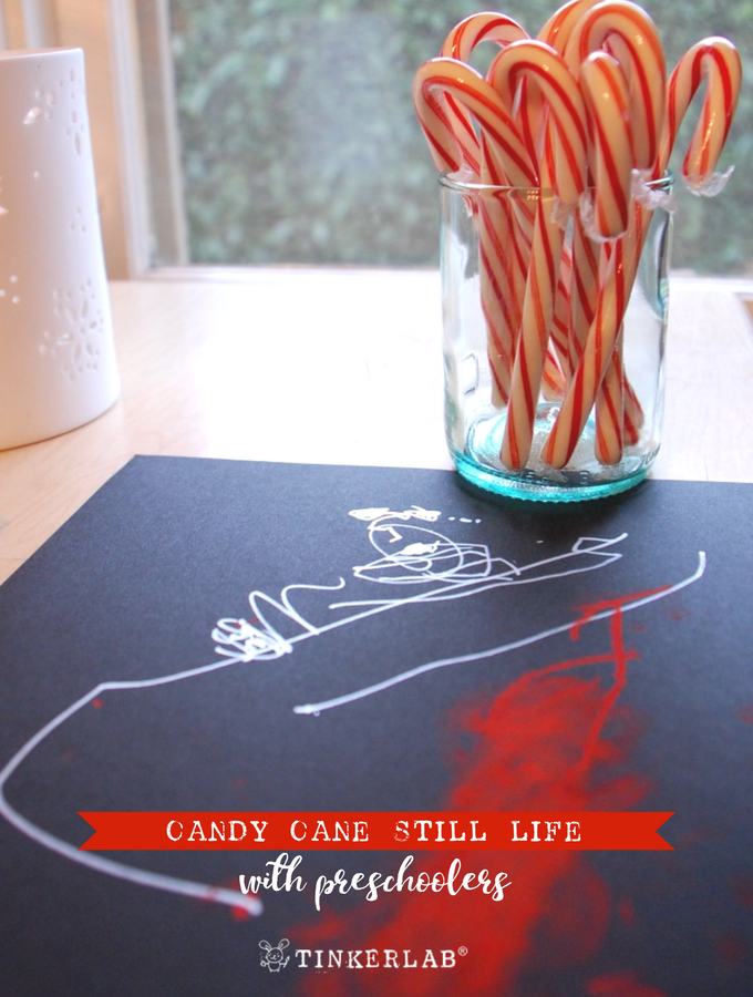 candy cane still life preschool winter craft