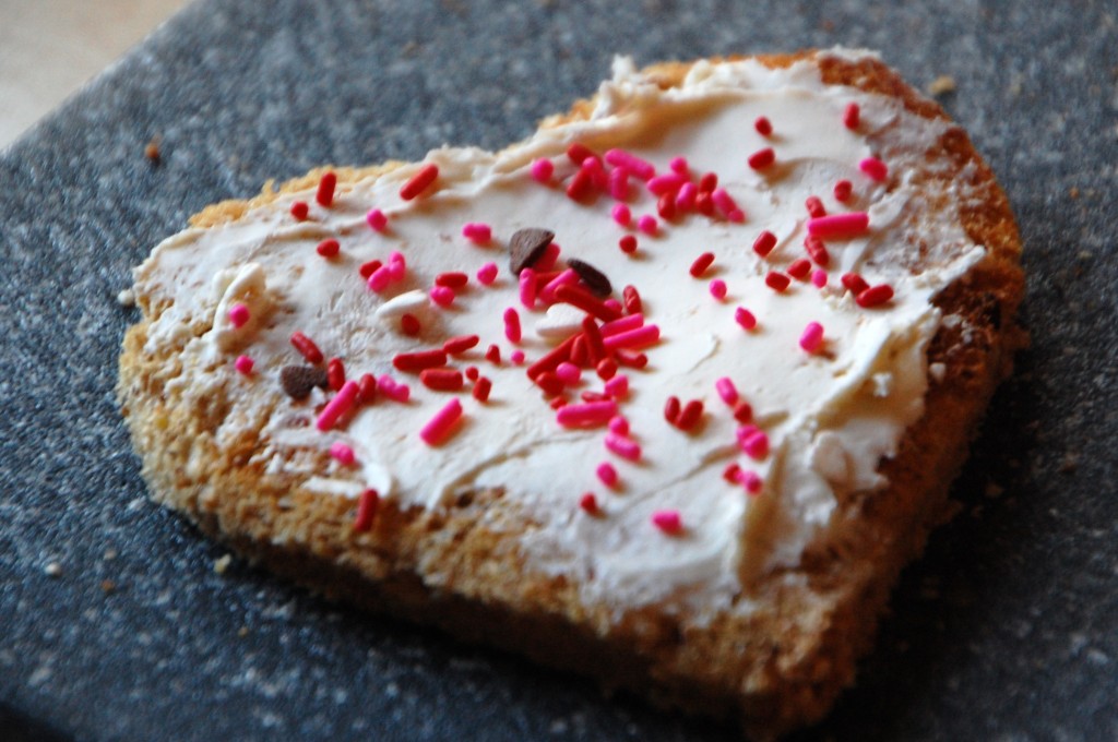heart bread with sprinkles