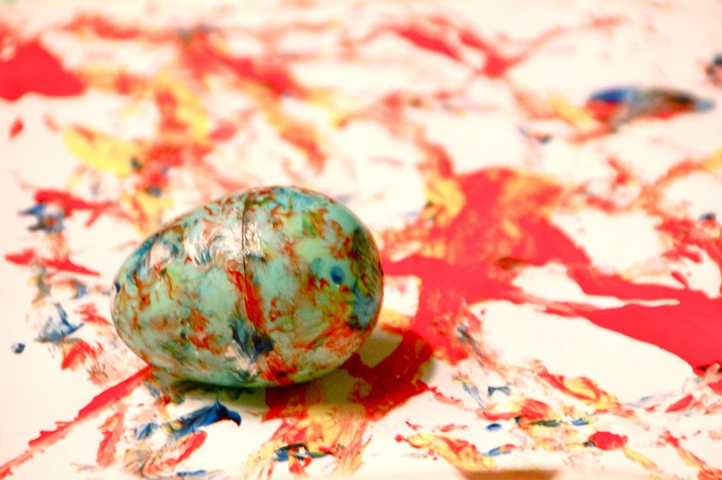 rolled easter egg painting
