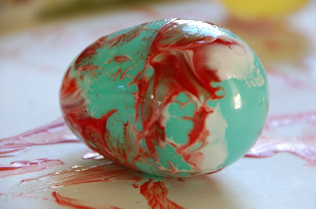 rolled easter egg painting