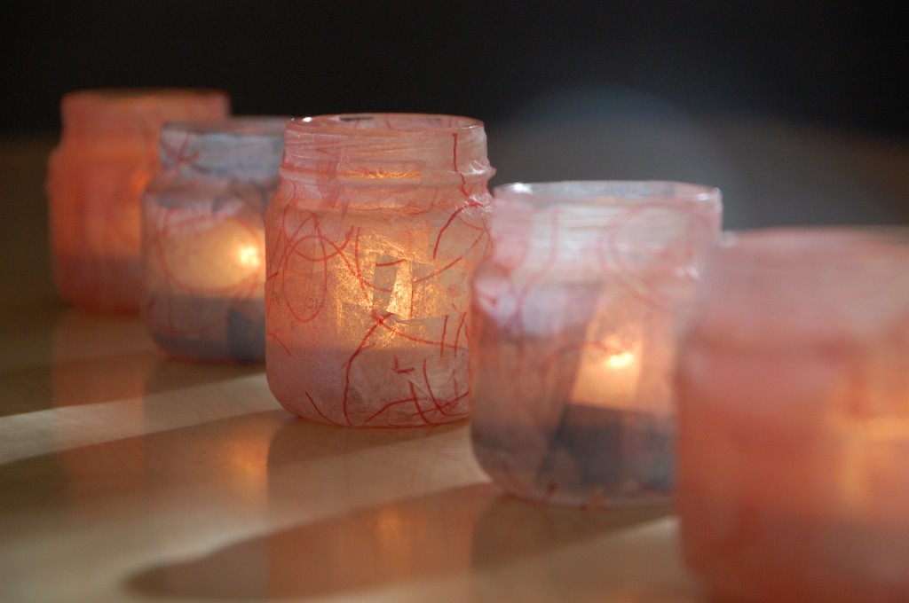 glowing baby food jar tea candles