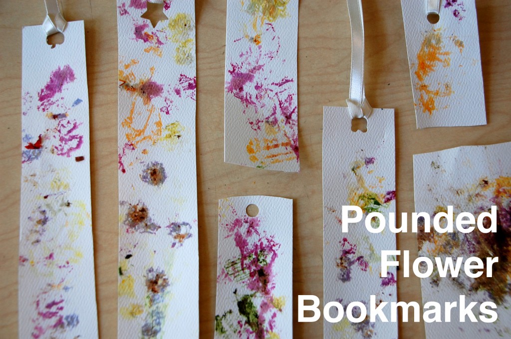 pounded flower bookmarks
