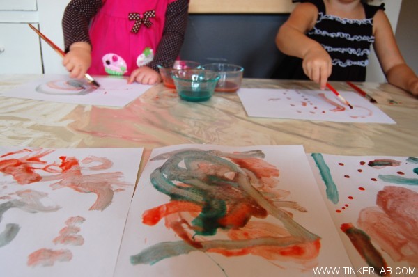 kids paint with homemade egg tempera paint