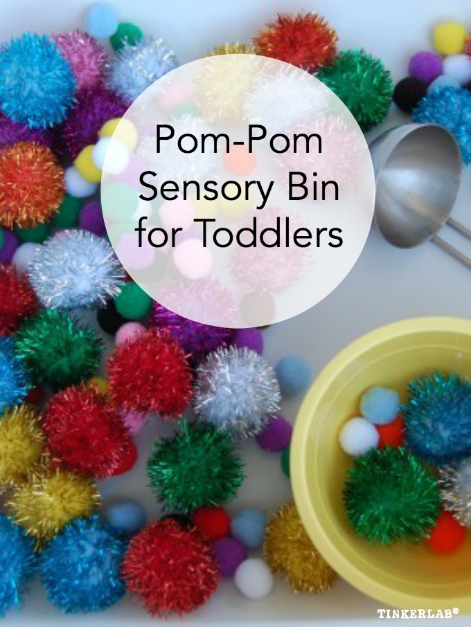 Pom pom sensory bin for Toddlers
