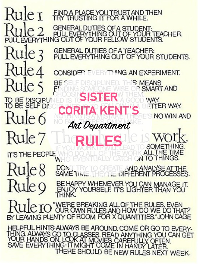 Art Department Rules from Sister Corita Kent