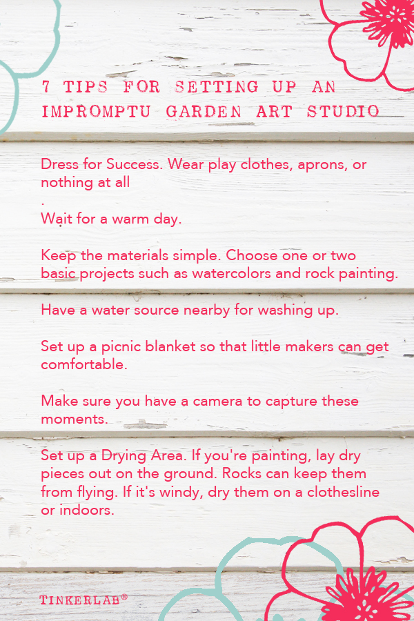 These are great ideas! 7 tips for setting up an impromptu outdoor art studio for kids.