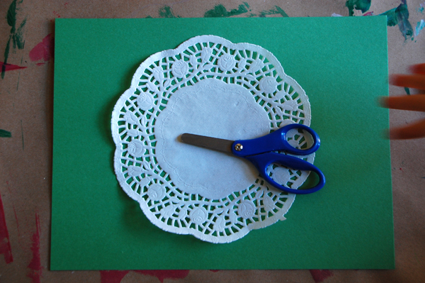 Doilies and Clear tape set up