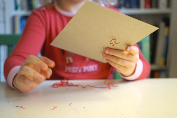 Simple sewing cards for preschoolers | TinkerLab.com