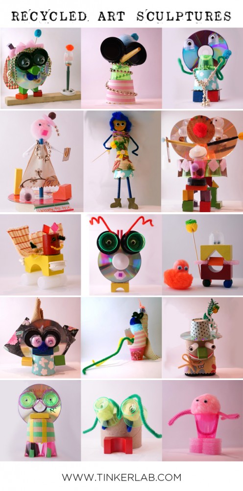 Recycled Art Sculptures with Found Objects | Mystery Box Challenge | TinkerLab.com