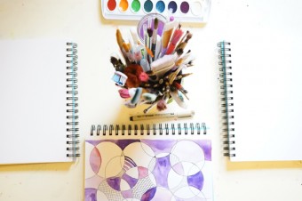 Circles and Watercolor Paint | A Simple Sketchbook Prompt | TinkerLab