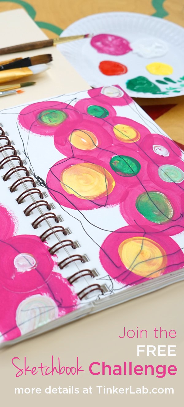 If you want to jump-start your creativity and start your art journal practice, join us for the FREE TinkerSketch Sketchbook Challenge in February 2015 at TinkerLab.com