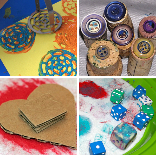 DIY Stamps with everyday materials such as cork, cardbo