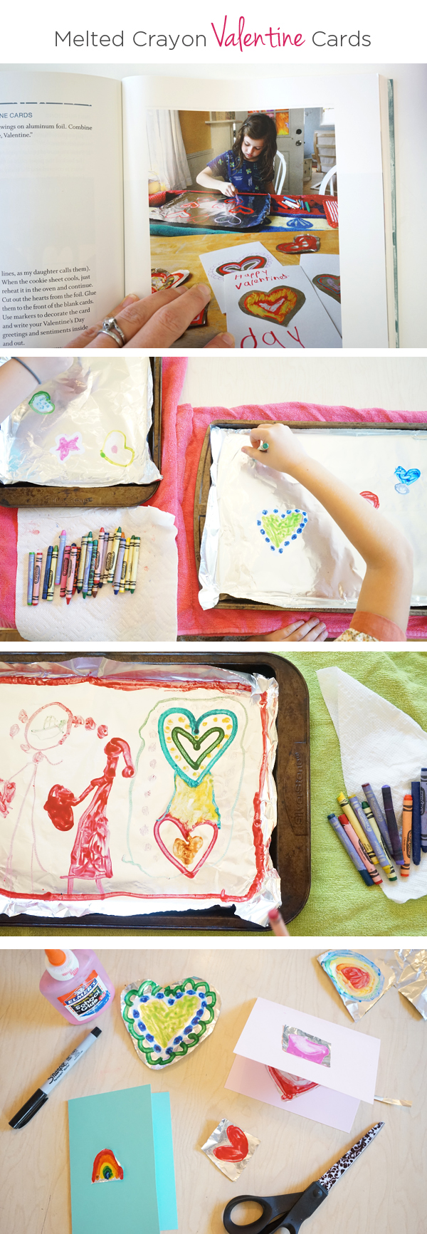 How to make Melted Crayon Valentine Cards | From The Artful Year Book by Jean Van't Hul