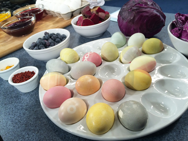 Eggs colored with natural dye