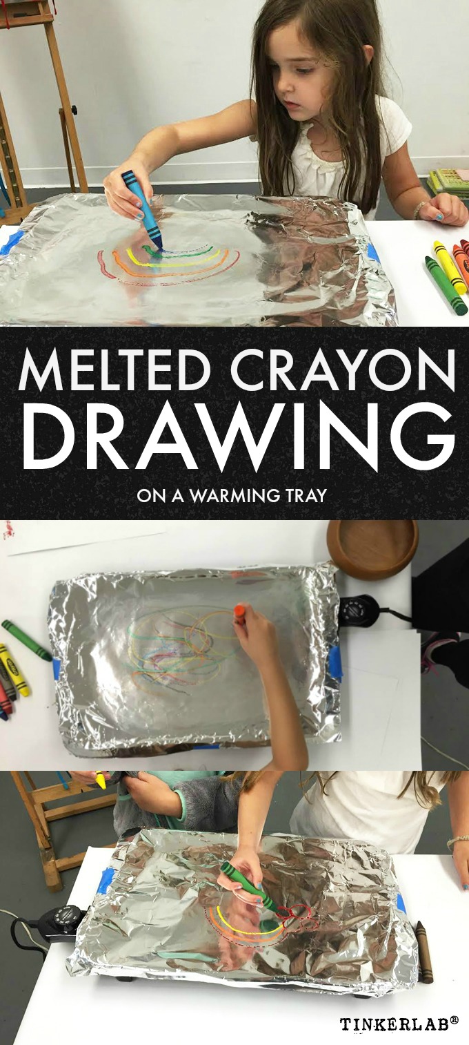 STEAM art project: Create melted crayon drawings on a warming tray