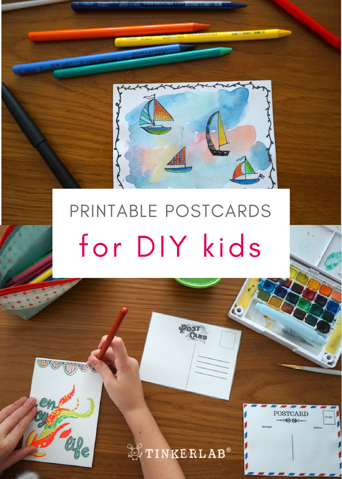 rintable postcards for DIY kids tinkerlab