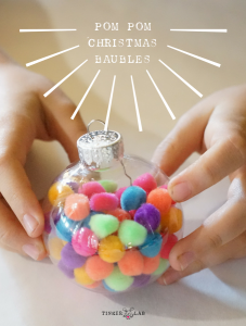 Pom pom Christmas bauble craft project for kids