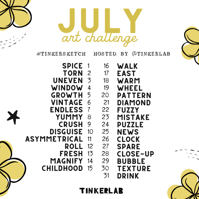 July Sketchbook Art Challenge TinkerLab
