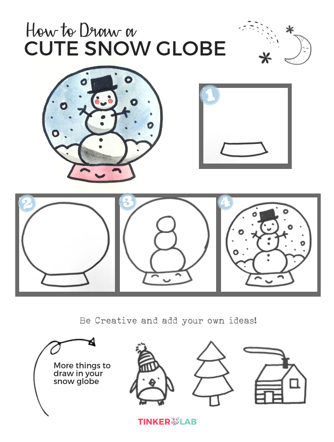 How to Draw a Cute Snow Globe