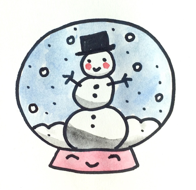 how to draw a cute snow globe