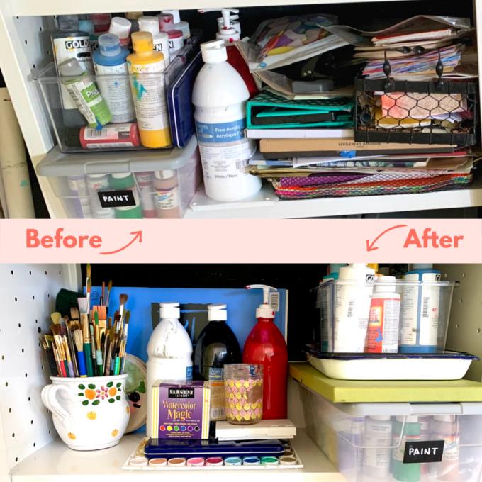organize paint supplies for kids